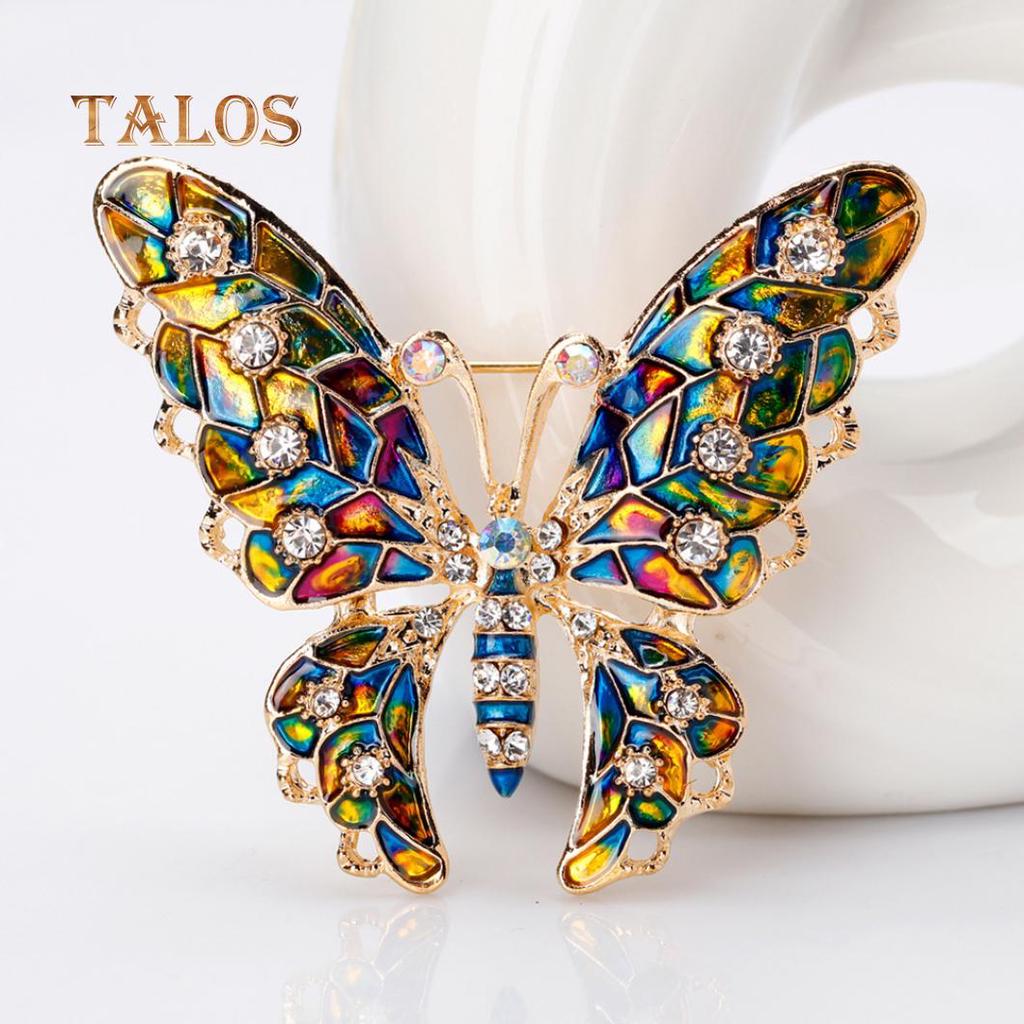 Butterfly Crystal Stone Colorful Metal Lapel Brooch Pin Fashion Jewelry Women Gift