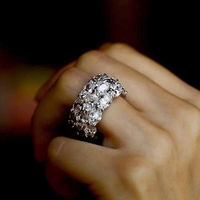 Damen-Eheringe mit ovalem Zirkonia-Kristall, glänzendes Zubehör für Partyschmuck, Statement-Ring