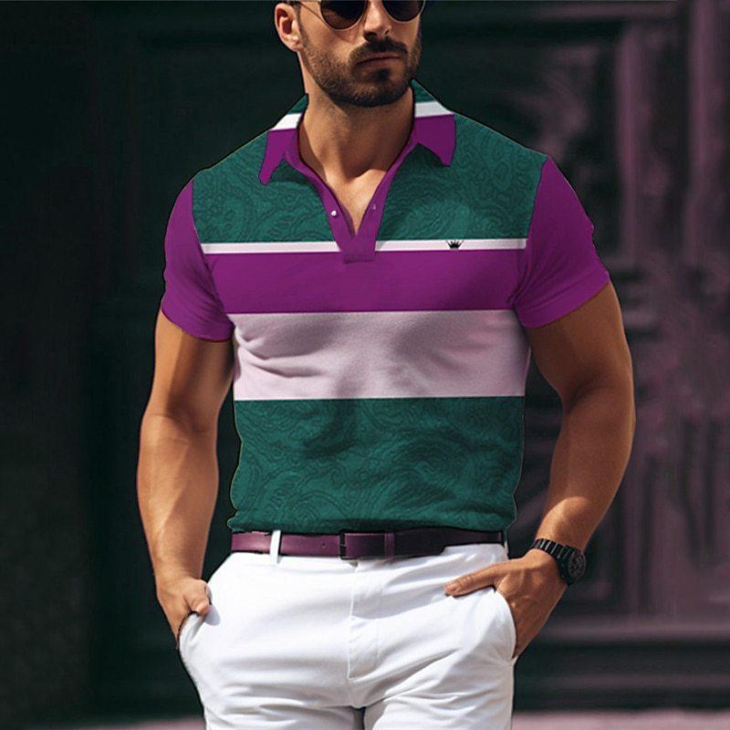 Simple Solid Color 3D Digital Printing Men's Comfortable Polo Shirt
