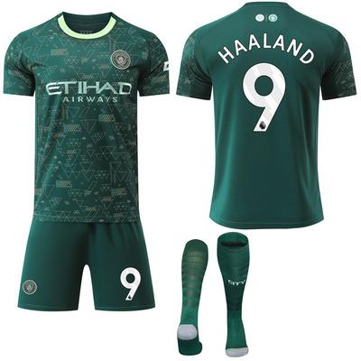 2025-26 Manchester City Three Away Green 47 Fudendoku Football Uniform Grass Shirt No. 9 Harland Set
