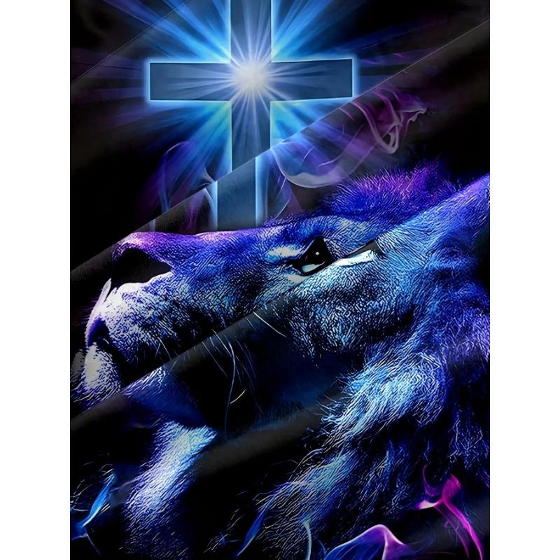 Jesus Christliches Kreuz Löwenkopf 3D Grafik T-Shirt Herrenmode Schwarz Kurzarm T-Shirt Lässig Rundhals Sommer Pullover Heiliger Glaube Streetwear Oberteile