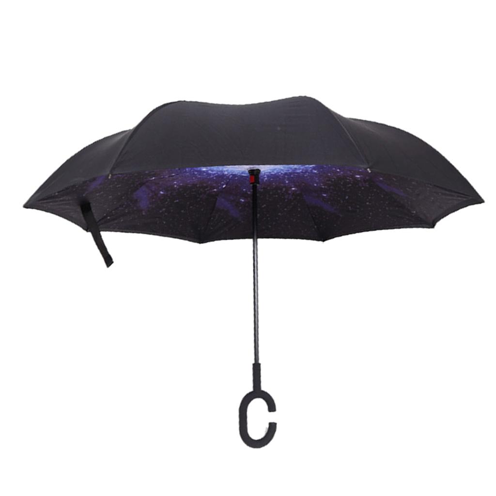 Unisex Reverse Folding Umbrellas Car Outdoor Straight Parasol