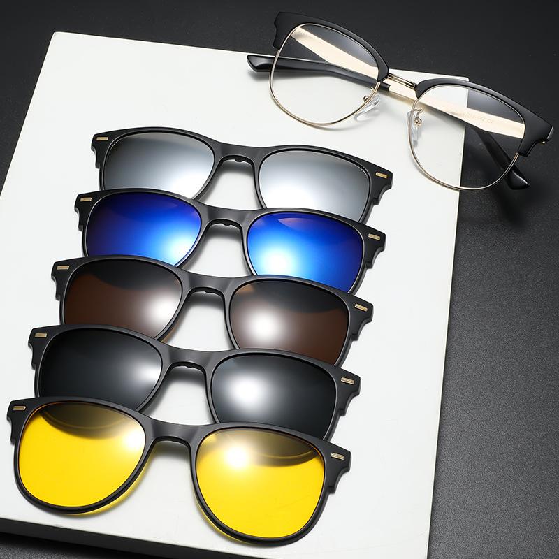 Five-Piece Magnet Set Of Glasses, Sunglasses For Men And Women, Polarized Sunglasses, Magnetic Hanging Sheet, Glasses Tide