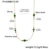 18K Gold-Plated Stainless Steel Jewelry Set: Bead Chain Necklace & Earrings with Oval Bezel Faceted Glass Stone.