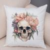 Coral Petal Skull Cushion Cover Double Print Orchid Watercolor Pillowcase Soft Plush Lavender Floral Skull Cushion Cover