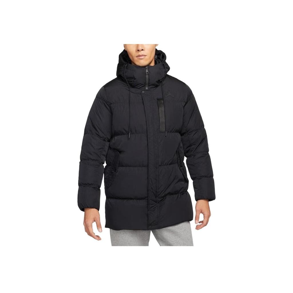 Jordan Solid Print Logo Zip Hooded Down Jacket Men Outerwear Black DZ4554-010