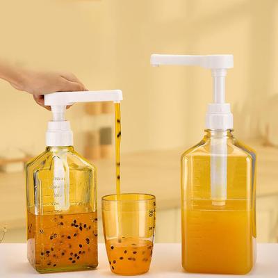 1600ml Transparent Coffee Syrup Bee Drip Double Scale Storage Dispenser Pump Bottle Squeeze Milk Bottle Honey Jar Container
