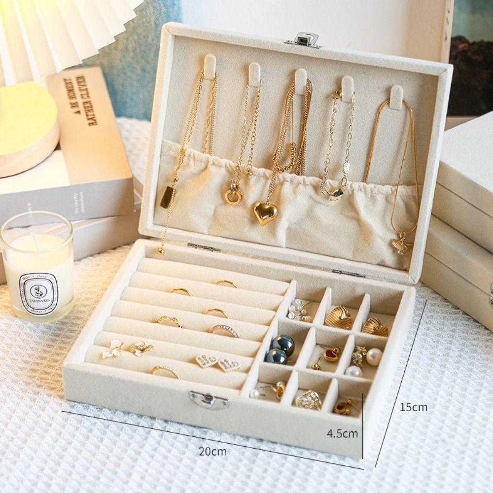 Dustproof Travel Jewelry Case Flip Lid Portable Earring Organizer Jewelry Storage Box  Women