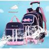 NEW Detachable 6 Wheels Trolley School Bag Girls Rolling Backpack Children Cute Pink Bowknot Schoolbag Wheeled Backpack Set