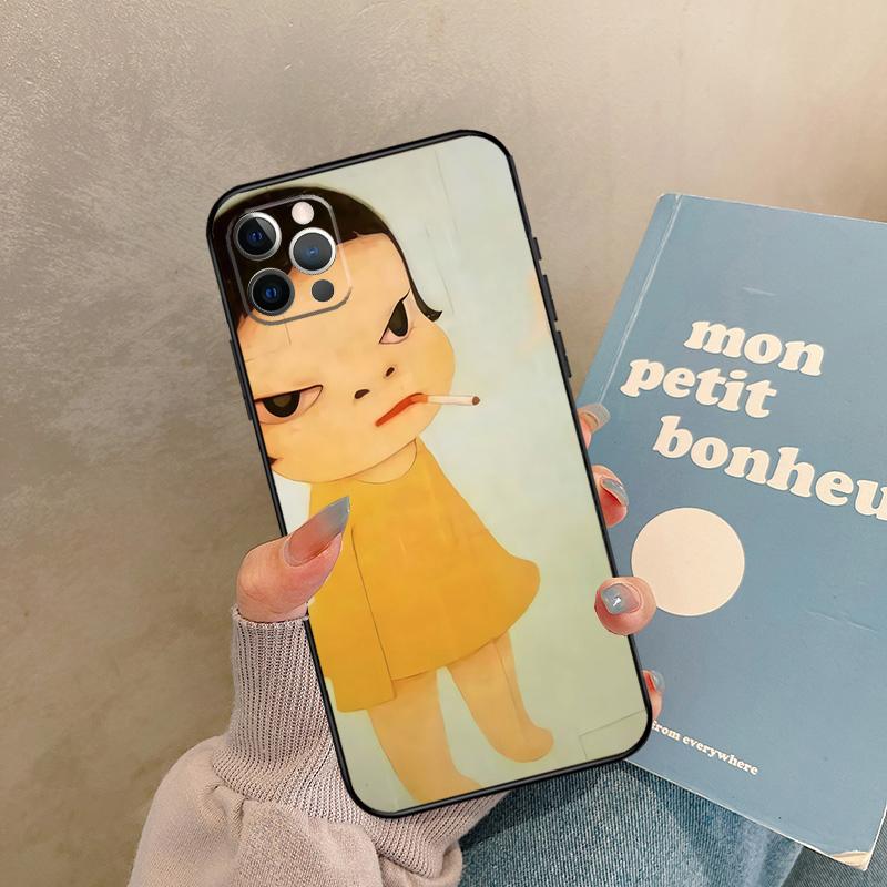 

Yoshitomo Nara Funda For iPhone 14 12 11 13 15 16 Pro Max Mini X XS XR Plus Phone Case Cover iPhone 16 Plus