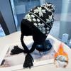 Handmade Crochet Knitted Hat Women Parent-child Warm Colorful Mixed Yarn Beanie Double Braids Ear Protection Winter Outdoor Cap