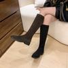 Brand Women's Boots Square Toe Chunky Heel Riding Boots for Women Platform Shoes Outdoor Casual Dress Women's Knee High Boots