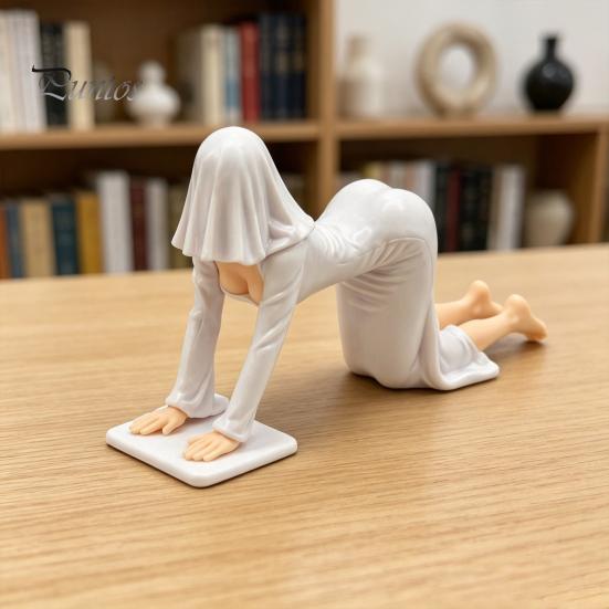 Unique Home Decorative Sculpture Ghost Girl Hooded Sculpture, Ethereal Mysterious Statue, Gothic Dark Academia Decor Queen Character Robe Figurine for