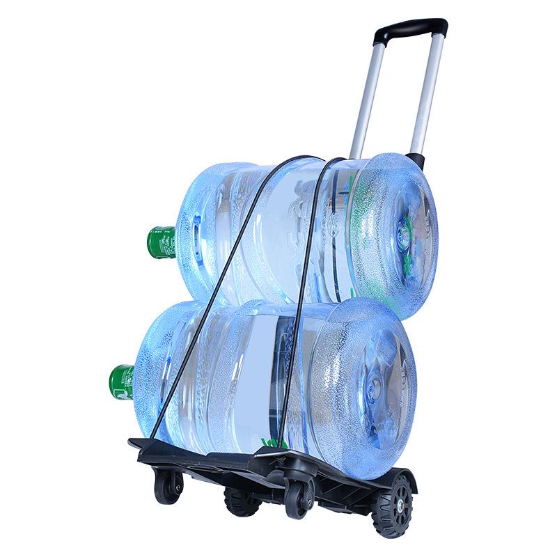 Portable Folding Aluminum Luggage Cart with Telescopic Handle and Four Wheels