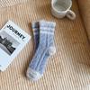 Autumn and winter color matching coral fleece women's socks thickened warm sleeping socks half fleece home floor socks
