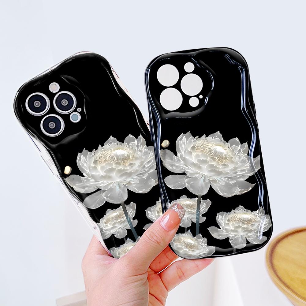Cute Cartoon Pattern Cream Texture Casing Wavy Edge Soft Silicone Cover Phone Case for Samsung