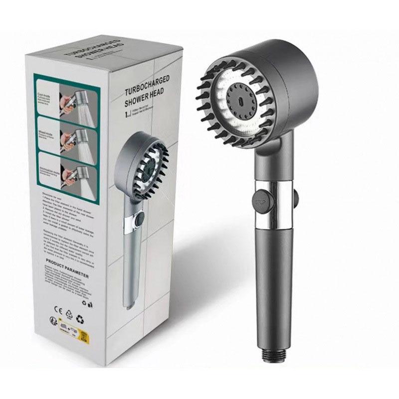 Pressurized Handheld Shower Set with Filtered Spray & Massage Nozzle in Gun Grey