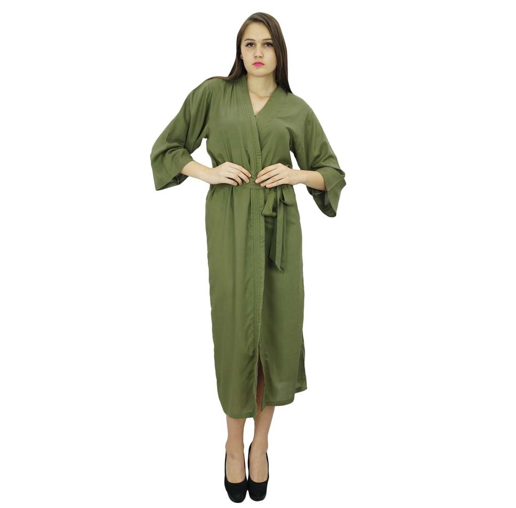 Bimba Women Long Solid Belt Robe Soft Modal Cotton Wrap Round Plain Bath