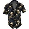 Horror Skulls Print  Men's Shirts Summer Hip Hop Style Short Sleeve Lapel Shirts For Men Streetwear Hawaiian Beach Holiday Shirt