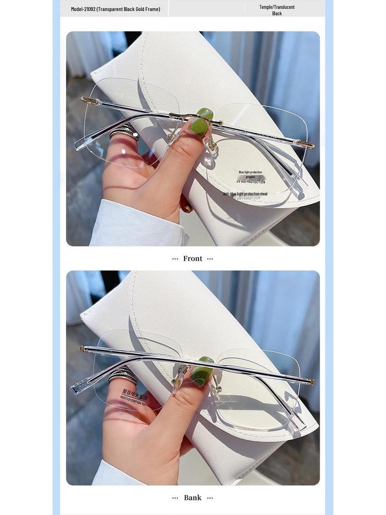 Women's Frameless Anti-Blue Light Slimming Glasses with Prescription Option