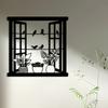 Wrought Iron Wall Art Bird Floral Window Design Metal Hanging Decor for Indoor Outdoor Garden Living Room Bedroom Gift