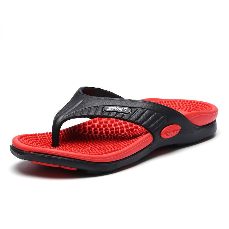Men's flip-flops massage bottom color matching large size beach slippers outdoor leisure foot pinching lightweight