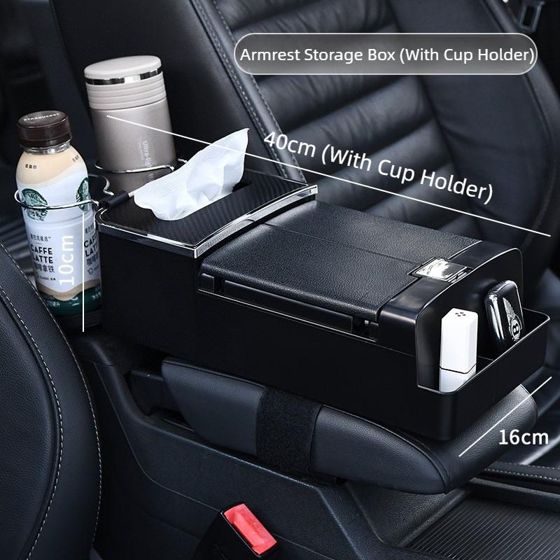 Wear Resistant Car Armrest Holder Easy To Install One-click Opening Car Armrest Storage Box with Cup Holder