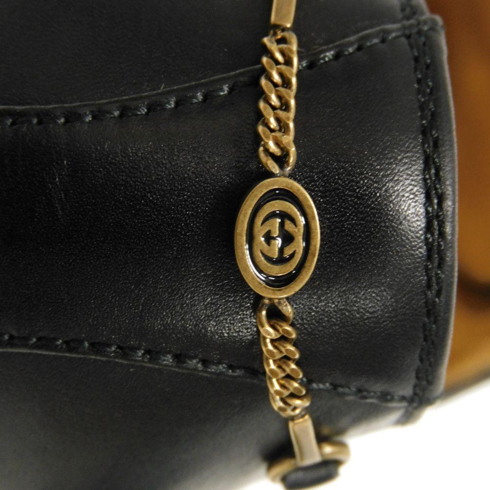 Used 9539 Lace-up Derby Shoes, Calfskin, Size 9.4", 699306, 0F300, 1000, 7902, 5 Interlocking G Chains, Black Men's
