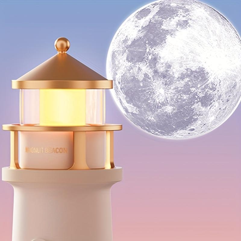 1pc Projector-equipped Moon Lighthouse Night Light with A Sensitive Human Body Sensor Switch and Always-on Function That Can Be Set At Will