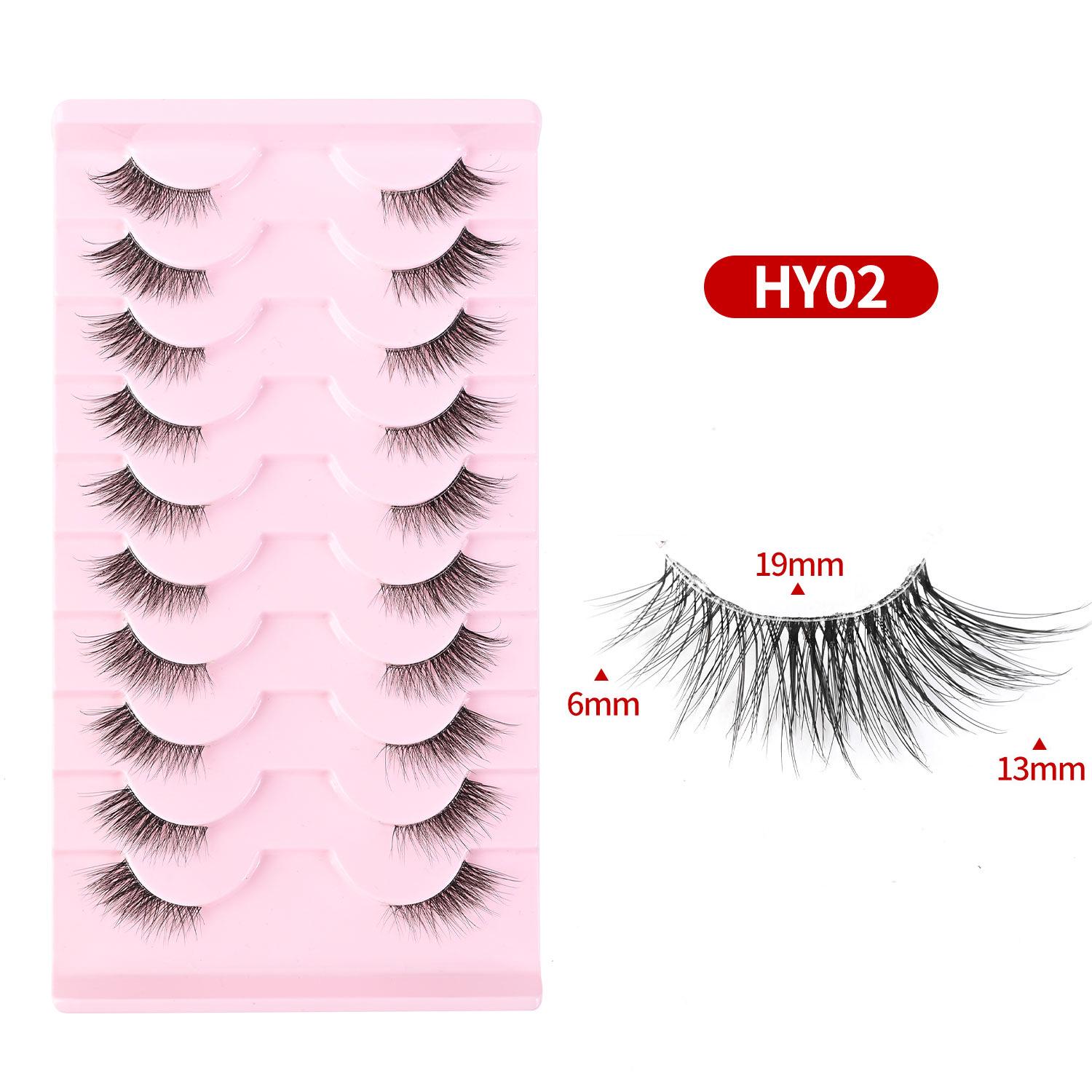 

New Middle East Cat-Eye False Eyelashes with Extended Outer Corner - Transparent Band, 10 Pairs Pack