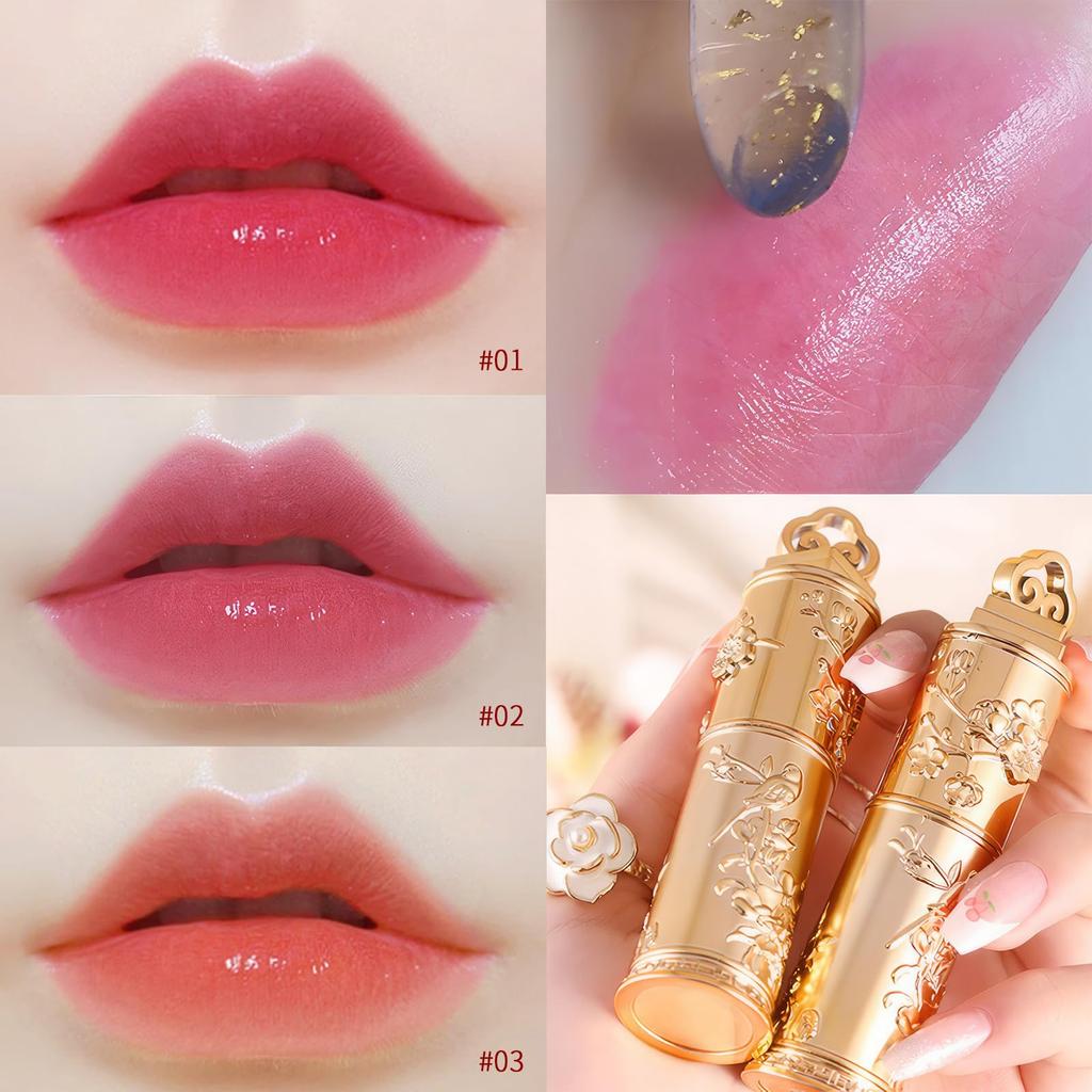 Qin Derdom Clear Flower Jelly Lipstick, PH Color Changing Lipstick Balm, Waterproof, Long-Lasting Moisturizing Matte