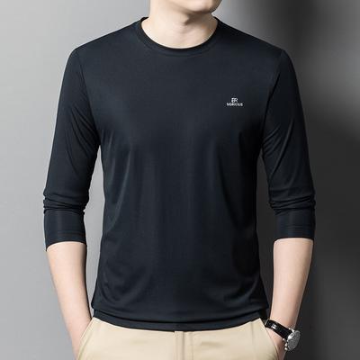 Herbst Herren Business Freizeit Bügelfreies T-Shirt Junger und Mittelalterlicher Papa Oberteil Mode Allround T-Shirt