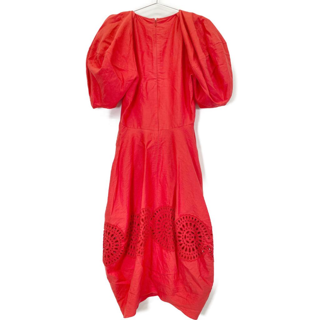 STELLA McCARTNEY 6A0122 3BU304 Red Bride Anglaise Puff Sleeve Dress dress 36 RedUsed