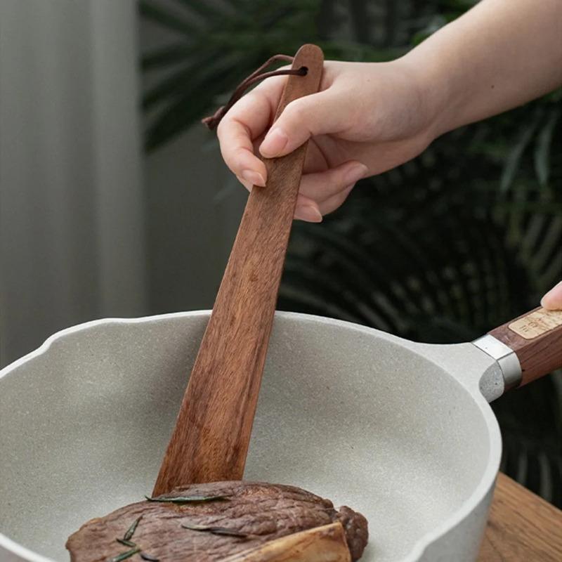 1 Stück Teak Wok Spatel zum Kochen Holzschaufel Antihaft-Utensilien Schaber Langlebiger Holzspatel Outdoor BBQ Camping Zubehör