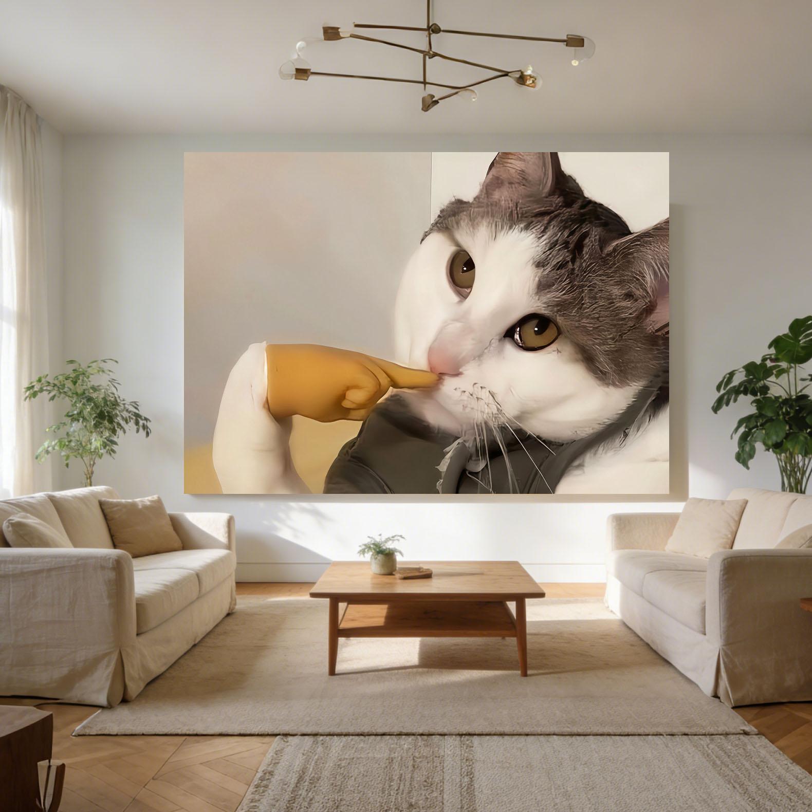 

Забавный Мем с Котом Напечатанный Гобелен Хиппи Вирусный Кот Настенный Подвесной Эстетичная Ткань для Фона Настенный Декор Спальни 74x94cm(29x37in)