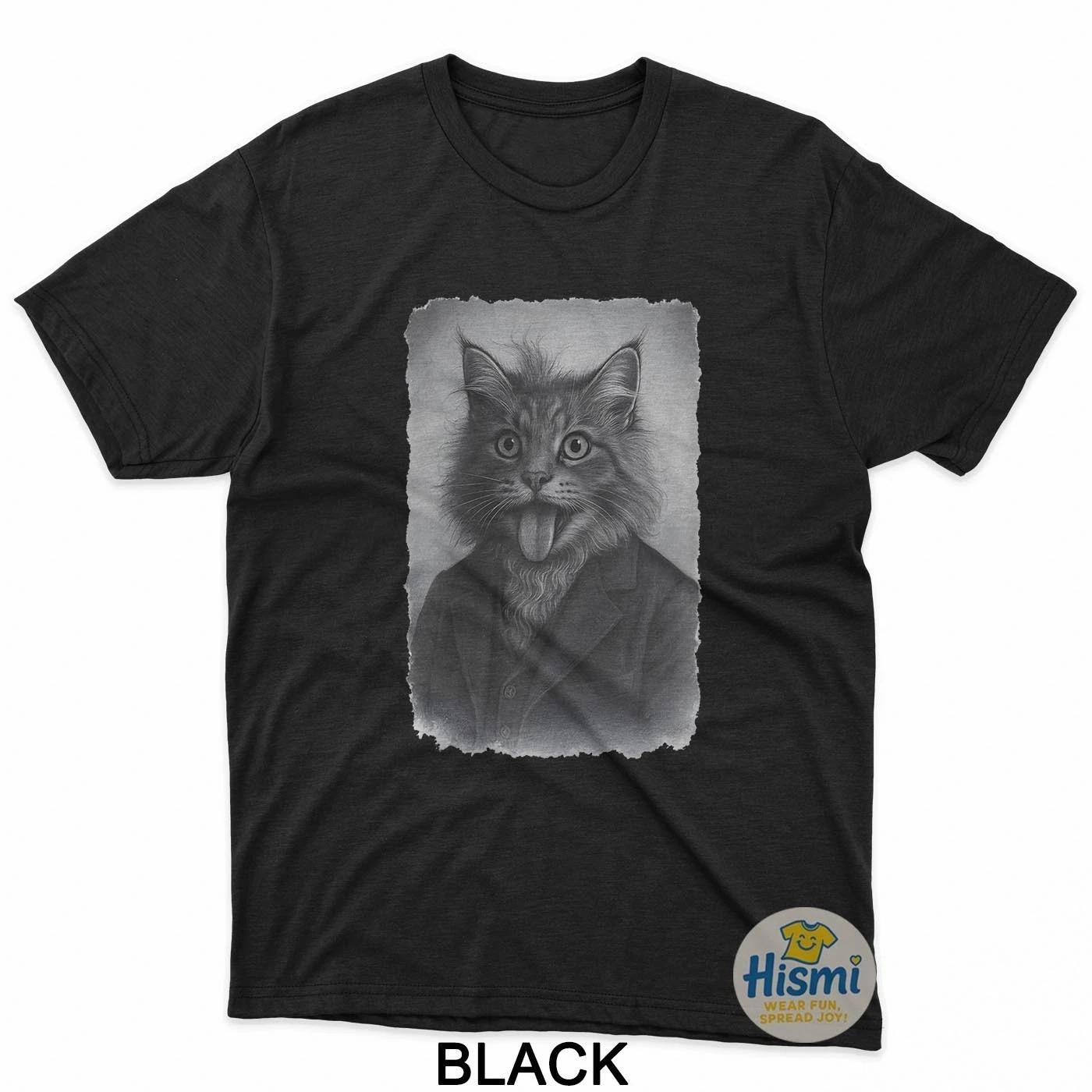 Cat Lovers Albert Einstein Tongue Funny T-Shirt S