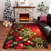1pc Red‑Bell‑Holly‑Berry‑Snowflake Print Area Rug, Washable Indoor Floor Mat for Entryway,Game Room, Living Room, Study, Bedroom
