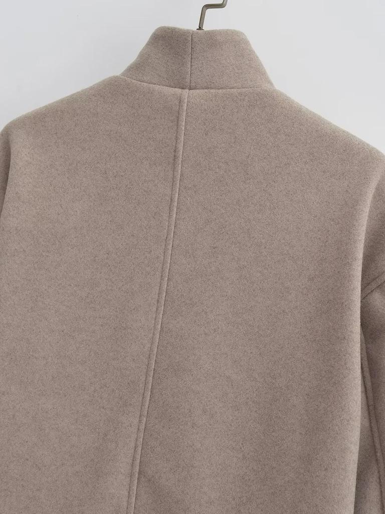 2024 Autumn/Winter Women's Two-Tone Wool Coat: European & American Street Fashion