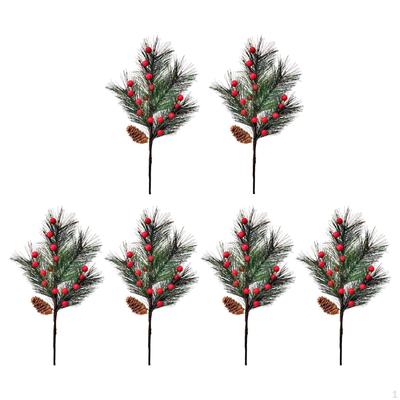 6 peças de frutas vermelhas de Natal escolhem florais 40 cm decorativos para guirlanda de árvore de Natal