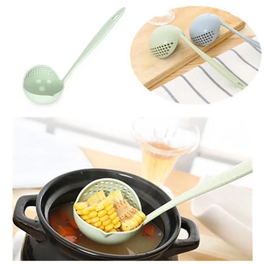2 i 1 suppeskje Langt skaft skje Creative Spoon Sil Spoon Cooking Tools