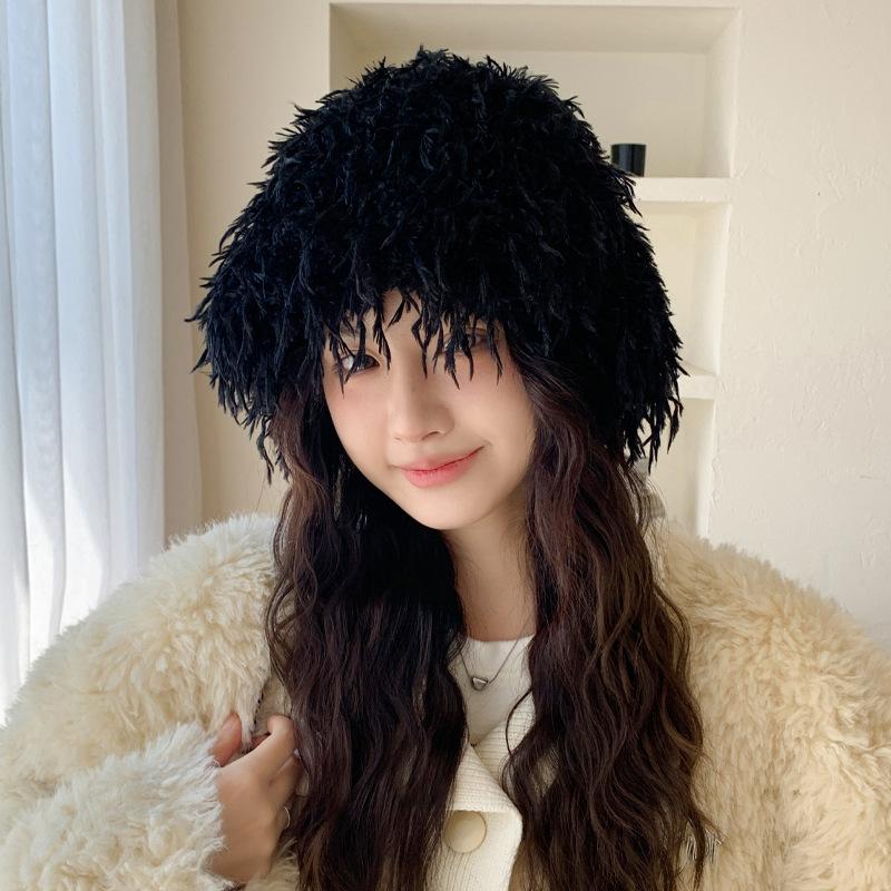 

Зимняя плюшевая шляпа-панама в хип-хоп стиле с защитой ушей, утолщенная теплая шляпа-ведро, модная плюшевая шляпа one size