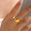 Stainless Steel Gold Silver Color Splicing Waterdrop Open Rings For Women Fashion Metal Geometric Adjustable Ring Jewelry
