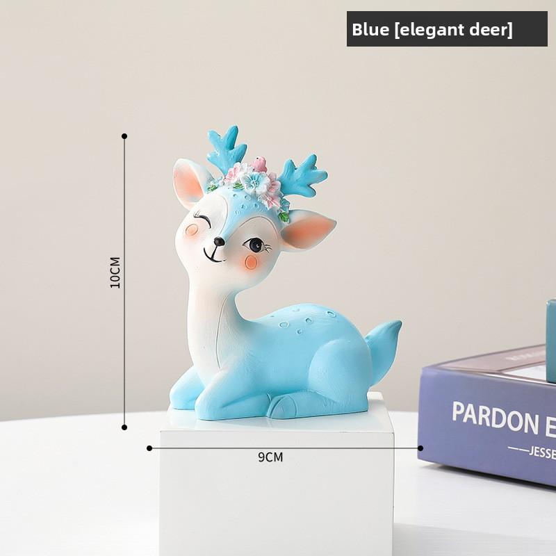 Tang Yi Creative Small Decorative Items for Home Living Room TV Cabinet Entrance Hall Office Desk Cute Deer Decorative Items Arrangement
