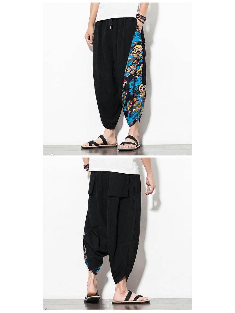 2024 Sommer Herren Baumwolle Leinen Haremshose, Chinesischer Stil, Übergröße, Lässige Mode