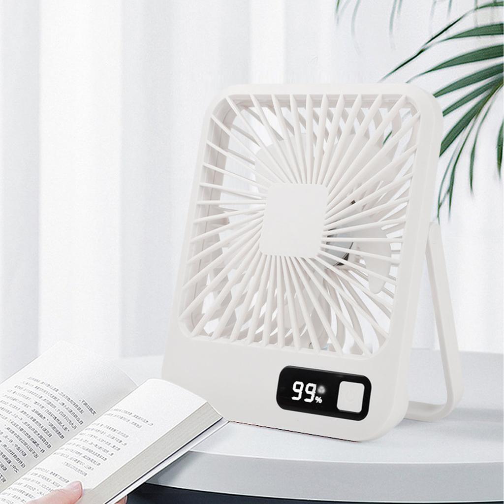 USB Desk Fan 5 Speed Modes Stable Kickstand Ultra Quiet USB Charge Small Desk Fan for Family Office School White
