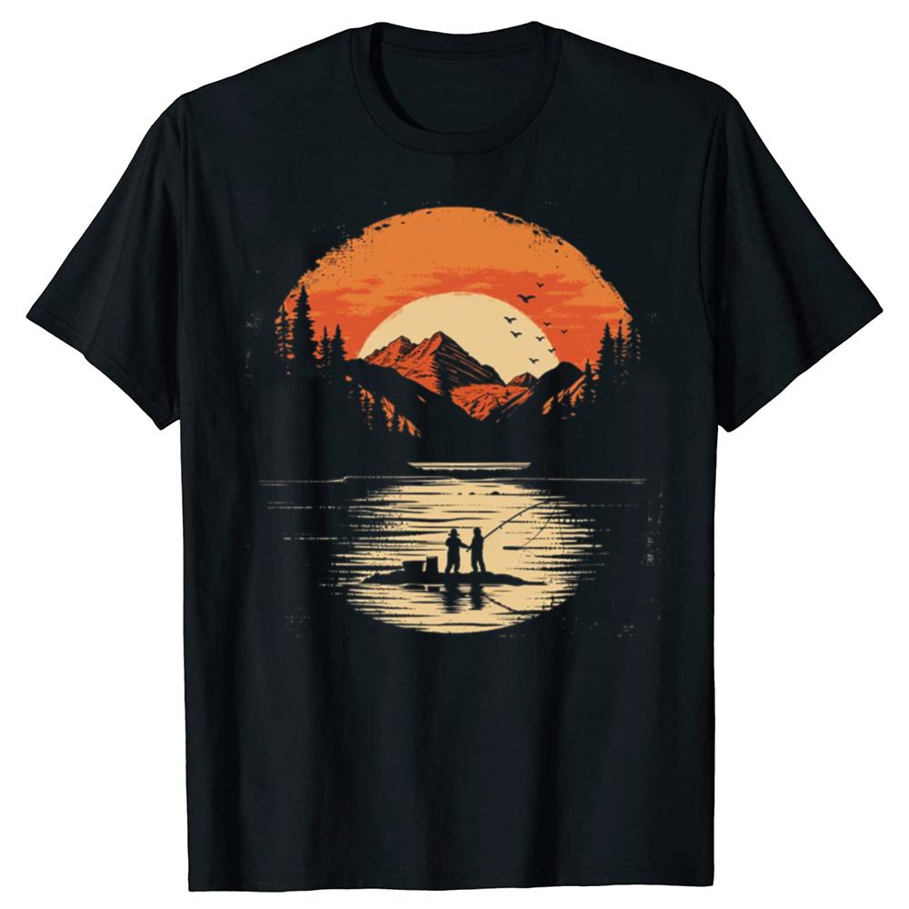 Mens Outdoor Activity Tshirt Enjoy Fishing Moment Shirts Men Clothing Tops Graphic T Shirts Vintage T Shirt Streetwear