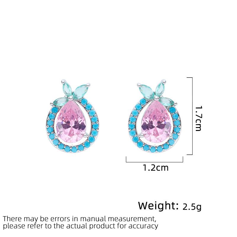 Women's Light Luxury Design Elegant Zircon Geometric Fruit Earrings Fashionable And Versatile Niche Design Earrings