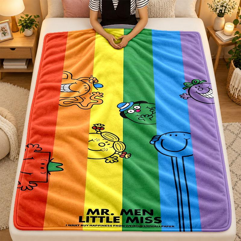 Flannel BlanketMr. Men & Little Miss Warm Soft Throw Blanket for Indoor Sofa Bed Living Room Use