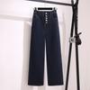 Jeans da donna Harem Abiti larghi oversize Bottoni in denim di cotone Pantaloni elasticizzati a gamba larga Primavera Estate Taglie forti