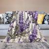 Schöne lavendelfarbene Blumenmuster-Kuscheldecke Weiche lila botanische Blumen-Decke Modische flauschige Fleece-Decke Twin King Size